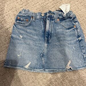 Zara Distressed Blue Denim Skirt
